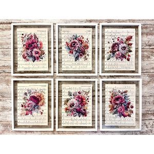 Sunflower Sheet Music 8x10 Wall Collage Picture Artwork Prints, Set of 6
